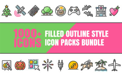 Outliz Bundle – kolekce víceúčelových balíčků ikon ve stylu plného obrysu