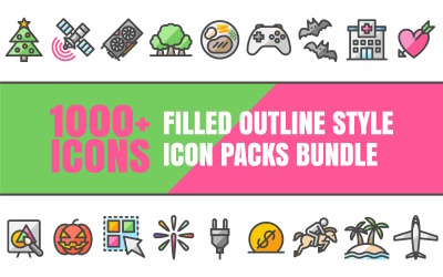 Outliz Bundle – колекція багатоцільових пакетів значків у стилі заповненого контуру