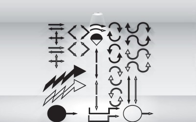 Satz von 37 Pfeilsymbolen im Vektorformat für die Präsentation