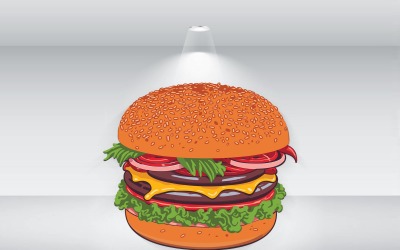 Burger Se Sýrem Ilustrace Vektor
