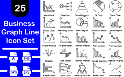Business Graph Line Icon Set