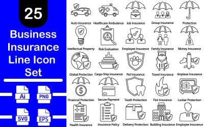 Business Insurance Line Icon Set