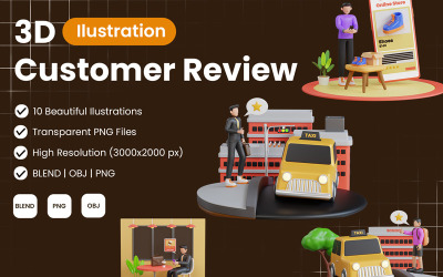 3D-Illustration der Kundenbewertung