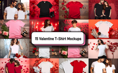 Ensemble de maquettes de t-shirts pour la Saint-Valentin