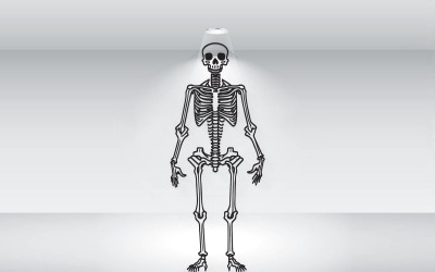 Human Skeleton Illustration Black And White Vector