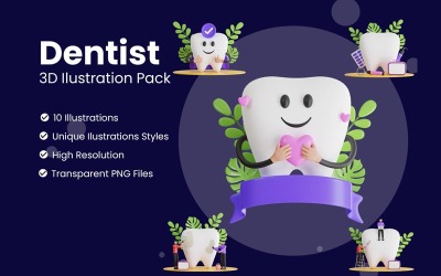 3D-Illustration eines Zahnarztes