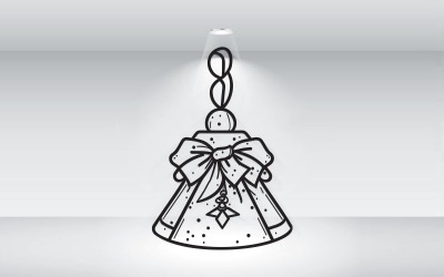 Illustration Vectorielle De Cloche De Noël Contour Noir