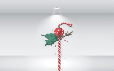 Ilustracja wektorowa świątecznej trzciny cukrowej