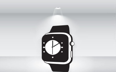 Intelligente Uhr, Schwarz-Weiß-Illustrationsvektor