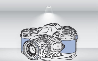 Kamera Fekete Vázlat Illusztráció Vektor