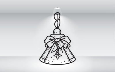Kerstklok Vector Illustratie Zwarte Omtrek