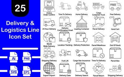 Levering en logistiek lijn Icon Set