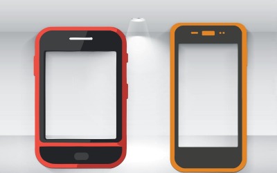 Mobiltelefon-Attrappe auf einem transparenten Hintergrund, isolierter Vektor