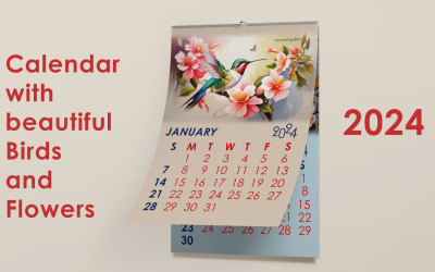 Modello di calendario di Capodanno 2024