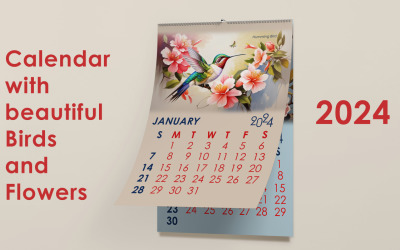 Modelo de calendário de ano novo de 2024