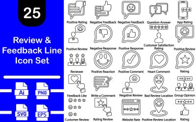 Review and Feedback Line Icon Set