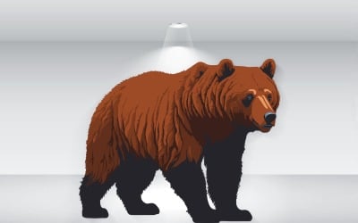 Вектор иллюстрации бурого медведя подробно