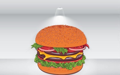 Vetor de ilustração de hambúrguer com queijo