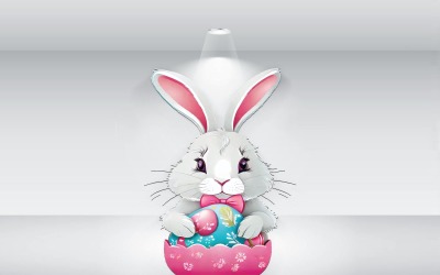Conejo De Pascua Con Vector De Ilustración De Huevo