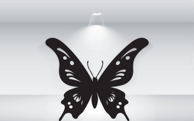Czarny motyl sylwetka logo szablon wektor