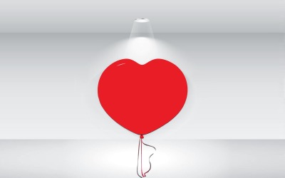 Illustrazione vettoriale di palloncino a forma di cuore rosso
