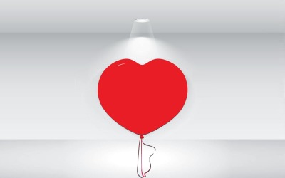 Kırmızı Kalp Şekli Balon Vektör Çizim