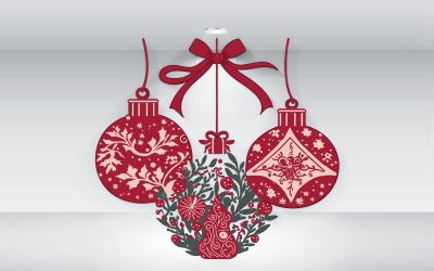 Рождественский Орнамент Шарами Векторные Иллюстрации