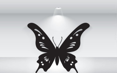 Siyah Kelebek Siluet Logo Şablonu Vektör