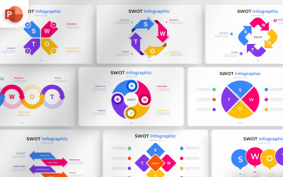 Szablon infografiki SWOT PowerPoint