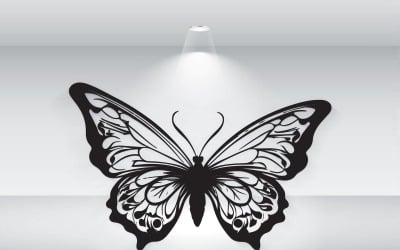 Vector de ilustración de plantilla de logotipo de silueta de mariposa negra