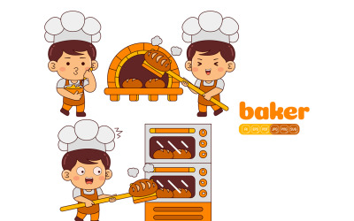 Cute Baker Boy Vector Pack #02