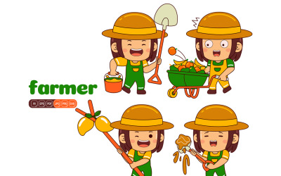 Cute Farmer Girl Vector Pack #02