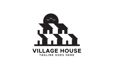 Modello di progettazione del logo della città della casa del villaggio