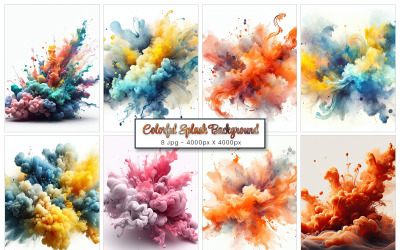 Spruzzi di vernice astratta inchiostro colorato, esplosione di polvere di acquerello, sfondo effetto vernice fumo