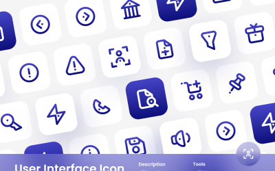 User Interface Icon Pack Gradient Outline Style