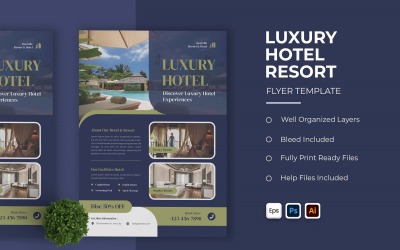 Modelo de folheto de resort de hotel de luxo