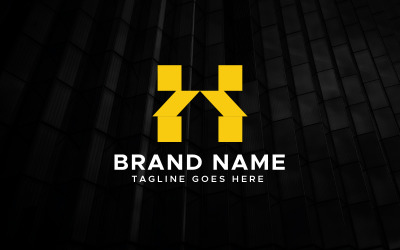 Plantilla de diseño de logotipo de bienes raíces de casa de letras HM
