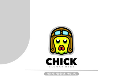 Chick pilot maskot logotyp malldesign