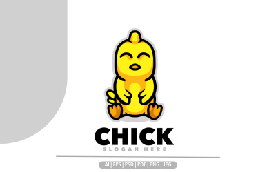 Diseño de ilustración del logotipo del personaje de dibujos animados de la mascota del polluelo