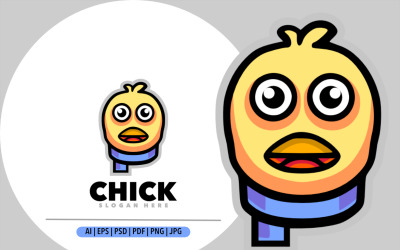 Diseño de logotipo de mascota cabeza de pollito.