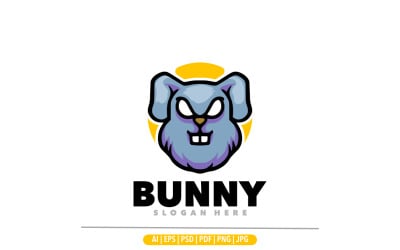 Bunny head angry mascot angry logo design
