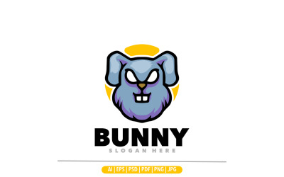 Cabeça de coelho mascote irritado com design de logotipo irritado