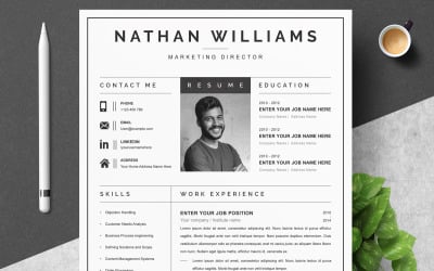Creative Resume Template with Photo Modern Instant Download