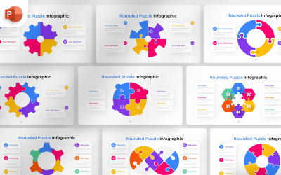 Lekerekített puzzle PowerPoint - Infographic sablon