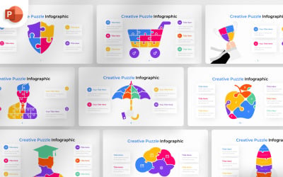 Modèle d&amp;#39;infographie PowerPoint de puzzle créatif