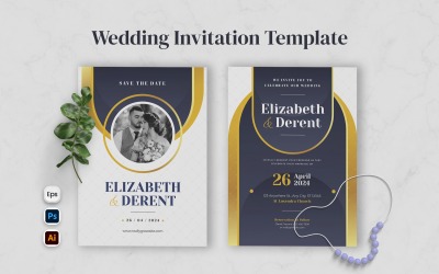 Modèle d&amp;#39;invitation de mariage de concept bleu