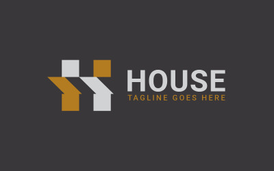 Modèle de conception de logo maison lettre H maison