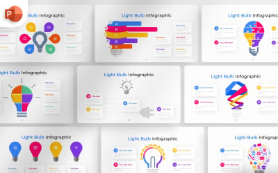 Modelo de infográfico do PowerPoint sobre lâmpada