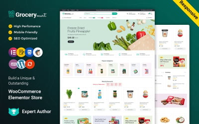 Grocery Mart — бакалейные овощи и органический магазин Elementor WooCommerce