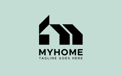 Modello di progettazione del logo della casa immobiliare hm home